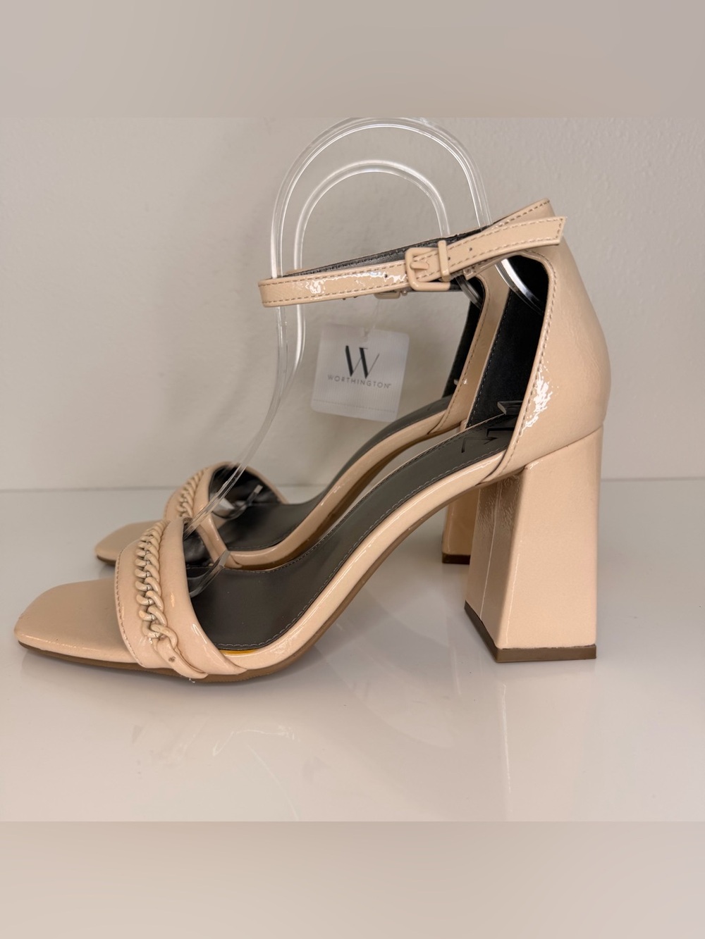 Worthington Nude Patent Block Heel Sandals